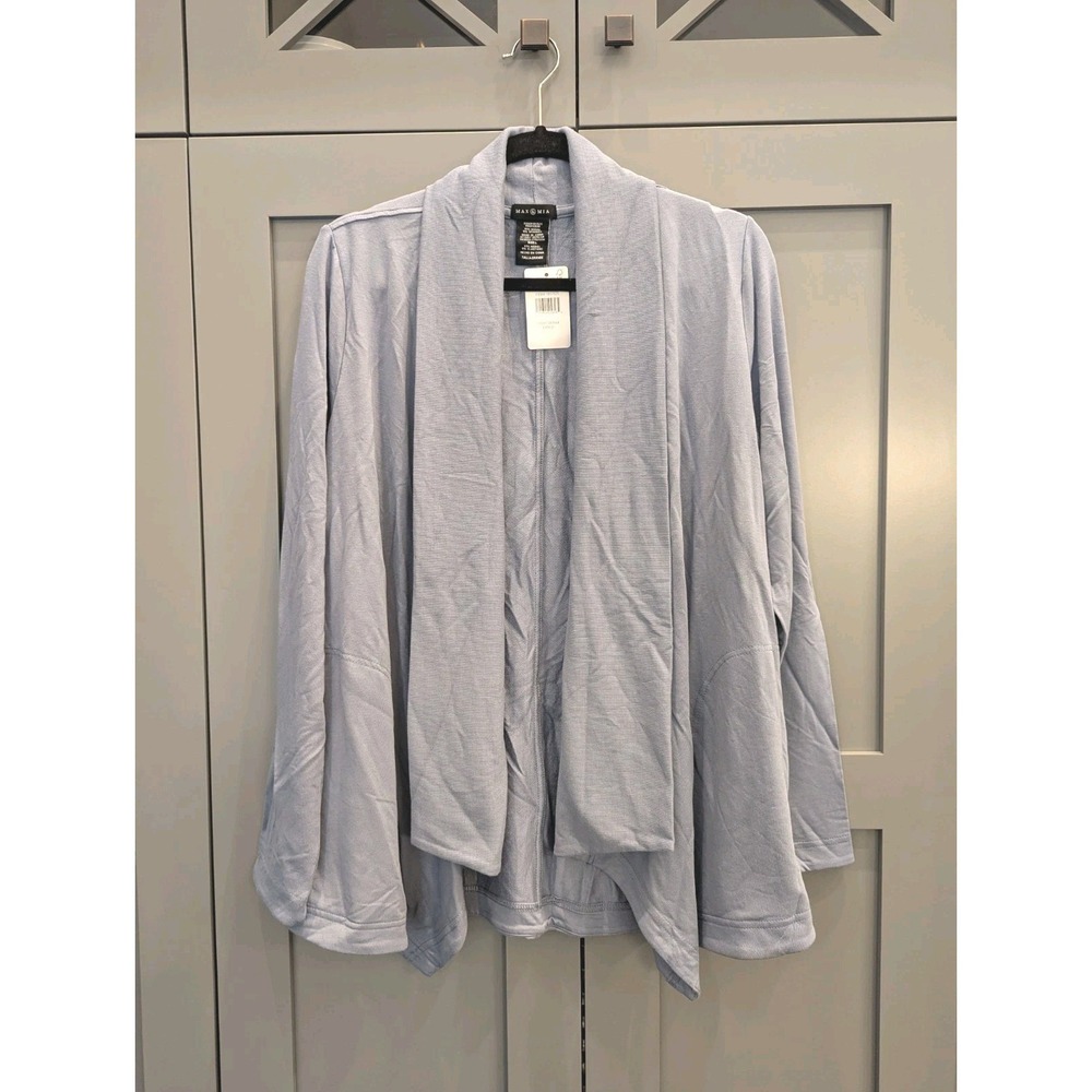 Max & Mia Womens Large Modal Drape Front Cardigan Light Denim Blue NEW Comfort